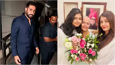 Abhishek Bachchan spotted at movie theatre while Aishwarya Rai Bachchan and Aaradhya Bachchan honour Krishnaraj Rai’s birth anniversary